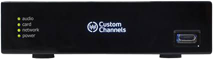 The custom channels compact music player. Designed to stream licensed music for business.